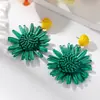 Brincos de Girassol Novos Tecidos de Ráfia Estilo Resort Boêmio Brincos de Flor Retro Europeus e Americanos Joias