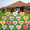 Placa de Jardim para Dia dos Namorados Transfronteiriça com Corações Doces Coloridos, Placa de Decoração de Jardim com Luzes