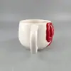 Taza de Cerámica Roja con Moño 3D para San Valentín, Taza de Café Linda y Femenina en Relieve, Taza de Regalo Festiva
