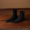 2026 Estilo Coreano Otoño/Invierno Nueva Tendencia Botas Elásticas de Gamuza con Punta Fina Nuevas Botas Versátiles Adelgazantes que Aumentan la Altura Botas Cortas
