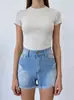 Jeans de Mujer de Tiro Alto, Corte Ajustado, Rasgados, Fuente de Suministro de Alta Calidad, Comercio Exterior Europeo y Americano, Transfronterizo, Alta Calidad