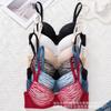 Sujetador de Encaje para Espalda Hermosa Tallas Grandes Transfronterizo para Mujer, Venda de Pecho Abotonada, Push-Up para Pecho Pequeño, Ropa Interior Sexy de Manga Larga, Copa Fija, Tallas Grandes