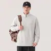 Moletom texturizado com meio zíper estilo americano 2026 para homens, primavera e outono, gola alta, caimento solto, cor sólida, camiseta básica casual de manga longa