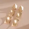 Brincos de Aço com Agulha, Quadrados Metálicos Europeus e Americanos com Franjas Lisas, Brincos de Estilo Minimalista Simples e Únicos, Acessórios de Orelha de Nicho de Alta Qualidade