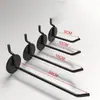 Gancho Triangular Extendido de Acero Inoxidable Negro de un Solo Agujero Gancho para Manzana Accesorios de Gancho para Tablero Ranurado para Estanterías de Supermercado