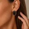Pendientes de Acero Inoxidable con Incrustaciones de Gema de Resina de Gradiente de Temperamento Europeo y Americano Pendiente Geométrico Retro de Nicho para el Día a Día