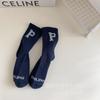 Meias infantis para meninos de inverno com letra P, outono e inverno, esportivas para bebê, felpudas, espessadas, primeira geração de pelo
