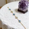 Venta Directa de Fábrica Pulsera de Acero Inoxidable con Electrochapado, Nuevo Modelo Popular de Nicho 18K, Serie Lenguaje de las Flores Joyería de Trébol de Cuatro Hojas