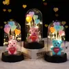 Flor de Rosa con Lámina de Oro en Cubierta de Cristal Muñeca Luminosa Flor Eterna Decoración para San Valentín, Navidad, Regalo para Novia o Esposa
