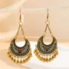 Pendientes Colgantes Redondos de Estilo Étnico Vintage con Borlas de Goteo de Aceite, Sensación de Lujo Ligero de Gama Alta, Accesorios de Oreja de Nicho Versátiles de Moda