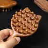 Peine Masajeador Meridianos Gato y Oso de Sándalo para Cabello Largo, Adecuado para Uso en Todo el Cuerpo, Masaje del Cuero Cabelludo, Peine de Dientes Gruesos, Madera Maciza, Sin Pintura