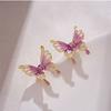 Diseño de Nicho Único Clip para Oreja de Dopamina de Mariposa Rosa y Morada 2025 Nuevos Pendientes de Mariposa Elegantes de Alta Gama