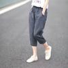 Pantalones Capri de Lino Originales Japoneses para Comercio Exterior, Holgados, Casuales, Pierna de Algodón y Lino, Pantalones Hallen para Mujer