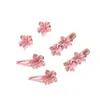Grampo de Cabelo Flor de Cerejeira Rosa ~ Presilha para Franja de Menina Presilha Lateral Presilha Doce BB Corda de Cabelo Elástica Fofa Presilha para Franja Infantil