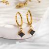 Aretes de acero de titanio transfronterizos aretes de circón coloridos aretes de nicho de lujo ligero para mujer acero inoxidable de alta gama aretes de circón cuadrados