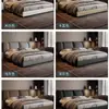 Cama de Cuero Genuino de Lujo Ligero Modelo Nuevo 2026, Cama de Bodas Moderna Minimalista, Cama Doble de Velero Tapizada Suave de Gama Alta para Dormitorio Principal