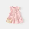 2026 Verano Nuevo Bolso Cruzado Elegante Vestido de Niña Elegante Vestido sin Mangas con Mangas Volantes Algodón Puro Vestido de Princesa para Bebé