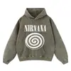 Sudadera con capucha retro de remolino de rock para hombre y mujer, estampado vintage de batik de rock, otoño e invierno