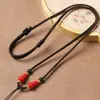 Colgante de Cuerda para Joyería con Cuenta Redonda de Ágata Roja Estilo Cruzado Estilo Étnico Esmalte Joyería de Plata Colgante de Jade Cadena para Clavícula Cordón para el Cuello