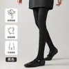 Mallas Grises para Mujer, Medias de Abrigo de Invierno con Falda, Forro Cálido de Felpa, Espesadas Presión Adelgazan la Apariencia de las Piernas, Otoño e Invierno Negro