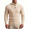 Nueva colección de otoño e invierno para hombre: suéter de punto para hombre, con botones, cuello mao, elástico, corte ajustado