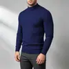 Suéter Tricô Europeu Gola Alta Meia Cor Sólida Elástico Camada Base Em Estoque Suéter Tricô Jacquard Masculino