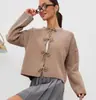 Transfronterizo Europeo y Americano Otoño e Invierno 2026 Amazon Europeo y Americano Otoño Casual Holgado Cárdigan con Cordón Color Sólido Suéter de Punto para Mujer