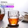 Taza de Cerveza Creativa de Vidrio Transparente Taza de Piña con Asa Copa de Vino Engrosada Copa de Cerveza de Barril Taza de Té Resistente al Calor Paquete de 6