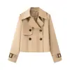 Comercio Exterior Transfronterizo Otoño 2026 Holgado Casual Corto Doble Botonadura Gabardina Chaqueta 1202762