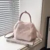 Bolso Nuevo de un Solo Hombro Otoño 2026, Bolso de Mano de Peluche de Alta Calidad de Color Sólido, Bolso Cruzado de Moda Esponjoso para el Trabajo, Moderno