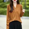 Nuevo Otoño Transfronterizo Lana Fina Top Sencillo Suave Cuello en V Cárdigan de Punto Elegante Abrigo de Manga Larga Venta al por Mayor