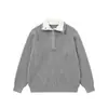 Suéter Masculino de Gola Alta, Malha Canelada Casual Solta, Estilo Primavera e Outono, Marca Moderna Europeia e Americana, Pulôver com Meio Botão, Tricô de Manga Longa