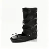 Zapatos de Ballet Retro Lan Gui [Desmontables] con Punta Redonda y Lazo para Mujer, Botines Cortos de Estilo Coreano de Doble Uso, Botas Apiladas Fruncidas