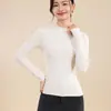 Camiseta Base de Punto de Manga Larga para Mujer, Ajustada, Cuello Medio Alto, Adelgazante, Básica para Primavera y Otoño