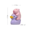 8 Patos Amarelos Sentados Casal Capivara Micro Paisagismo Jardinagem Boneco Boneco Criativo de Mão