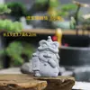 Figura de león felizito de piedra azul imitación para jardinería, arreglo floral, micro paisajismo de acuario, adorno de león de viento estilo chino