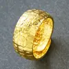 Popular Anillo Ajustable Chapado en Oro de 24 Quilates para Hombre, Retención de Color Duradera, Joyería de Oro Arenado, Latón Chapado en Oro Imitación para Mujer
