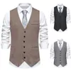 Talla europea 2024 nuevo chaleco de traje de espiga para hombre chaleco de hombre retro de un solo botón con bolsillo real chaleco chaqueta chaqueta