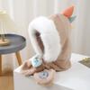 Chapéu e cachecol infantil integrados de inverno, dinossauro fofo, chapéu de proteção para orelhas de menino, pelúcia de menina, médio e grande, chapéu quente para crianças, moderno