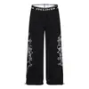 Calça de Tendência Nacional Primavera e Outono 2026 com Patchwork Calça Jogger de Perna Larga para Homens e Mulheres, Calça Esportiva Cool Hip-Hop com Cordão e Cintura Elástica Calça Longa