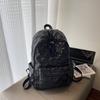 Otoño 2025 Nueva Moda Mochila Brillante Estilo Coreano Estilo Occidental Mochila Estudiante Campus Escolar Mochila de Algodón de Gran Capacidad