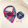 Miaode 2026 Nuevo Pañuelo Triángulo Gradiente Láser Accesorio Elástico para el Cabello Scrunchie Plisado Iridiscente Goma para Cola de Caballo Baja