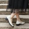 Zapatos de Salón de Cuero Nappa de Primera Capa para Mujer, Tacones Altos de Piel Genuina Estilo Chanel, Bloques de Color Blanco y Negro, Zapatos Elegantes para Mujer al por Mayor