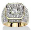 Anillo de Diamante de Zircón para Hombre Popular Transfronterizo Europeo y Americano Anillo de Hip-Hop Moderno de Lujo y con Atmósfera Venta al por Mayor
