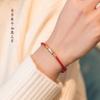Pulsera de Bambú de Plata Esterlina 925 Xitian Chronicle Pulsera de Cuerda Roja Tejida para Hombres Examen de Ingreso de Posgrado Cuerda de Mano de la Suerte