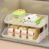 Prateleira de Armazenamento de Frutas e Legumes para Cozinha Bancada Cesta de Legumes de Múltiplos Andares Cesta Doméstica para Armazenamento de Temperos Óleo Sal Molho de Soja Vinagre Cesta de Lanches para Sala de Estar