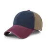 Chapéu de Algodão Lavado Color Block Transfronteiriço para Homens, Logotipo Personalizado, Boné Vintage Dad Europeu e Americano, Boné de Baseball com Aba Macia