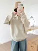 Suéter de punto estilo polo coreano para mujer, holgado y grueso, adecuado para otoño e invierno, con cuello camisero, se puede usar como capa base
