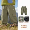 Calça de Fleece Panda Kaka para Crianças Calça Cargo para Meninos Roupas de Inverno para Meninas Calça Casual para Bebê Calça Longa de Inverno para Bebê