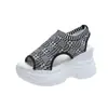 Populares Zapatos de Verano Nuevos de Punto con Boca de Pez, Suelas de Plataforma Estilo Hada, Tacones Altos, Cuñas Tejidas Fly Woven, Suelas Gruesas, Sandalias Deportivas para Mujer